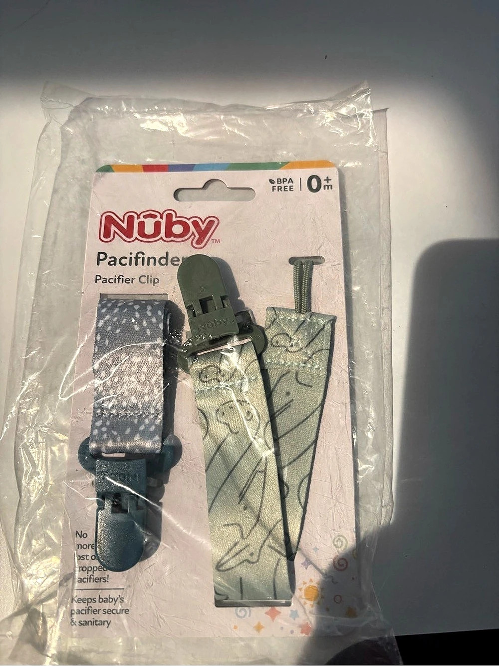 Nuby Pacifinder Pacifier Clip Green & Blue